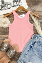Seamless Ribbed High Neck Tank (Pink)