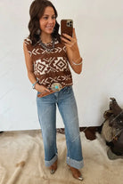 South West Button Up Vest (Brown) Tops - Outwear