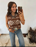 South West Button Up Vest (Brown) Tops - Outwear