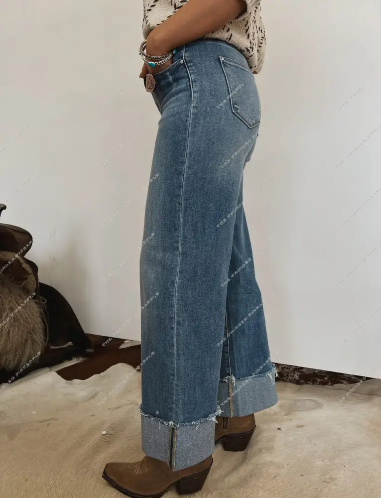 Southbound Wide Leg Cuffed Denim (1312)