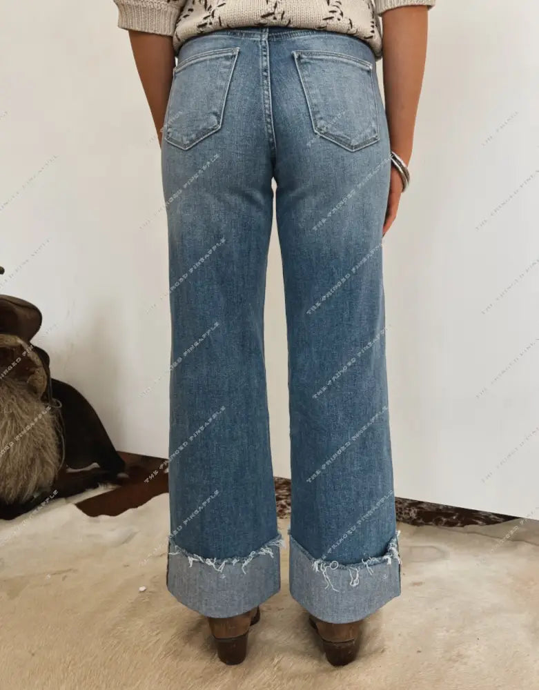Southbound Wide Leg Cuffed Denim (1312)