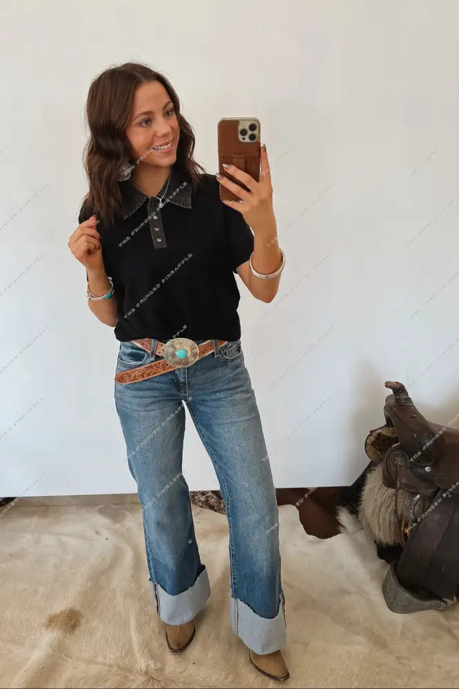 Stevie Button Up Concho Top Top