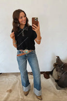 Stevie Button Up Concho Top Top