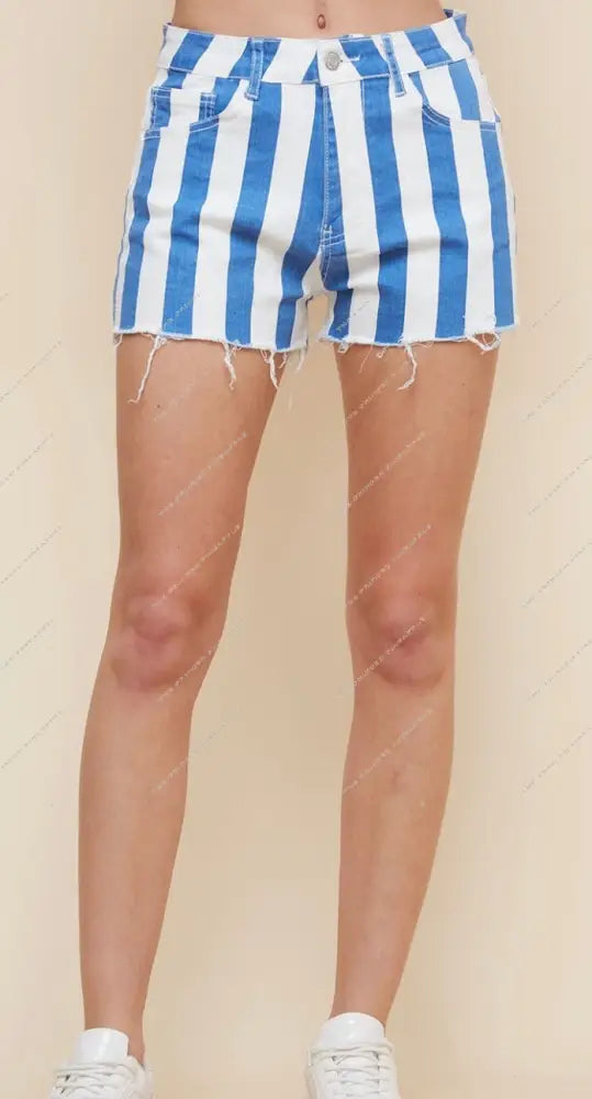 Striped Blue Denim Shorts(6120A)