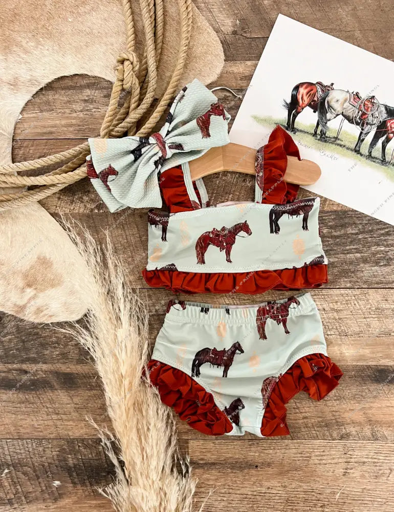 The Boys Ruffle Two Piece Swimsuit (Minis) (green)