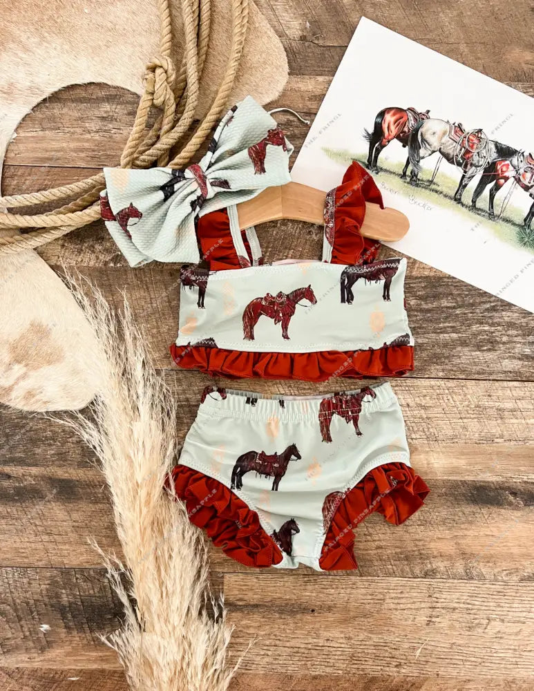 The Boys Ruffle Two Piece Swimsuit (Minis) (green)