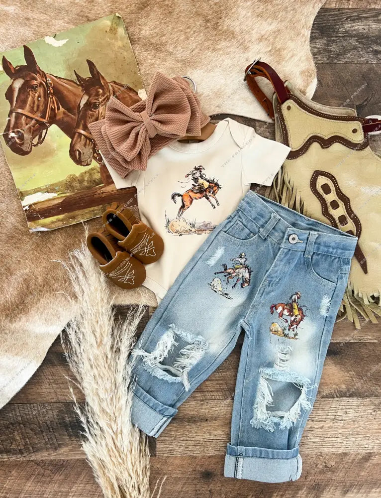 The Cowboys Denim Distressed Jeans(Kid)
