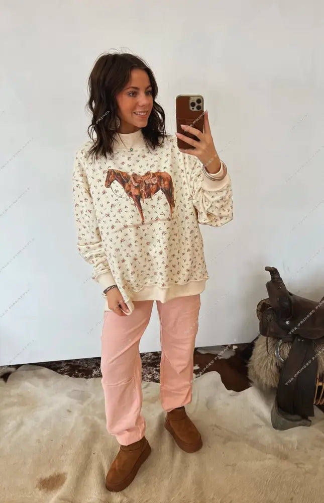 The Good Horse Floral Mock Neck Set