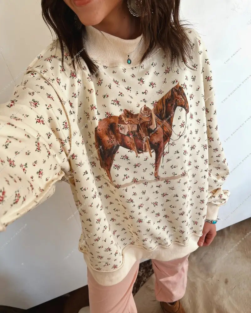 The Good Horse Floral Mock Neck Set