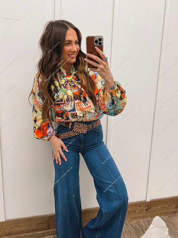 The Western Cowboys Front Tie Blouse Top