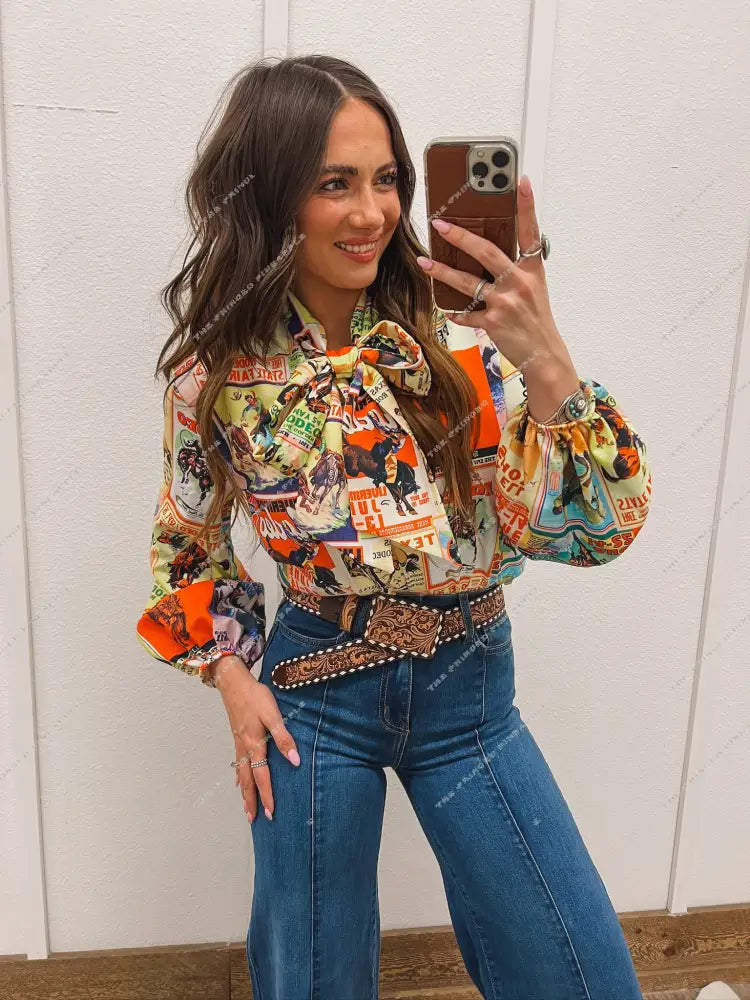 The Western Cowboys Front Tie Blouse Top