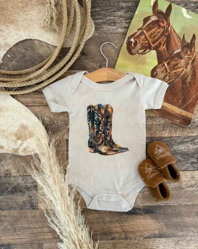 These Boots Dark Onesie(infant)(cream)