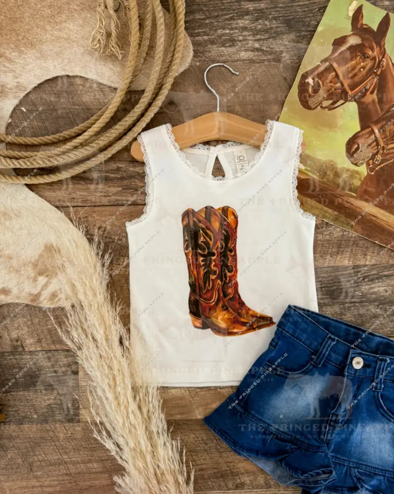 These Boots Lace Tank (infant)(white)