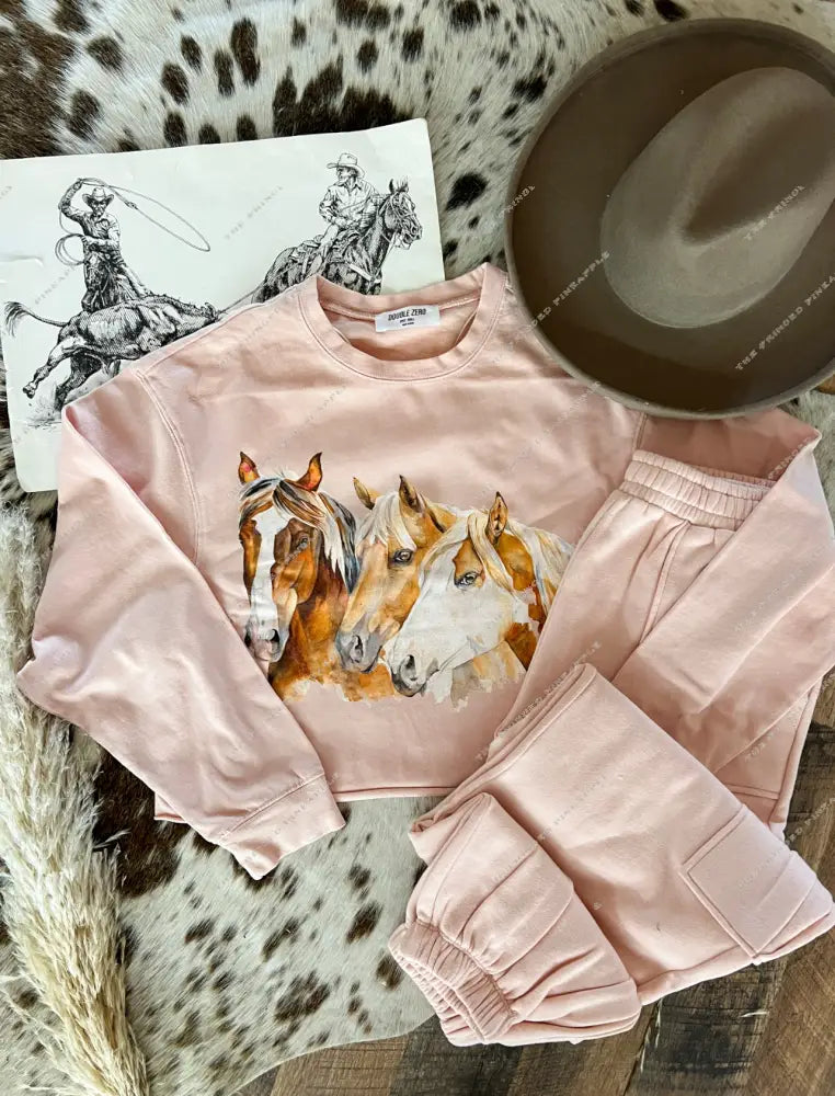 Three Is A Charm Set(Cropped Pink)