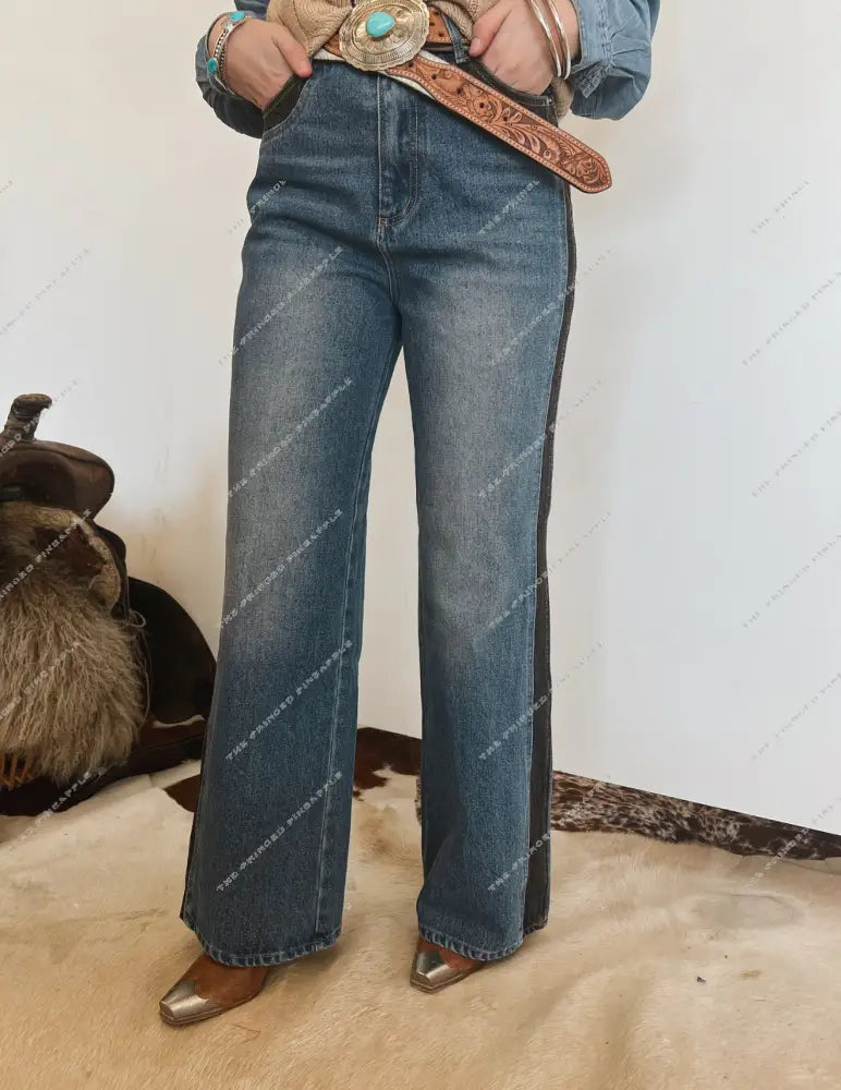 Two Tone Wide Leg Denim (23454)