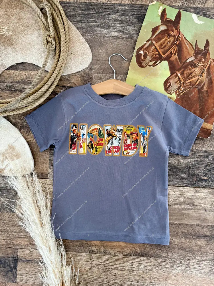 Vintage Howdy-Western Graphic Tee (Toddler/Youth)(Charcoal)
