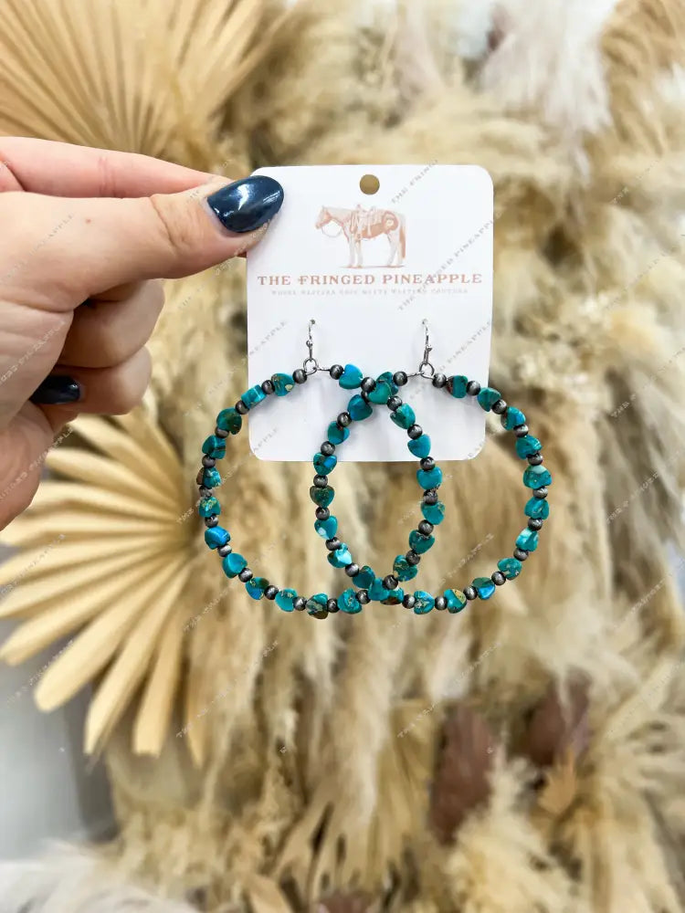 Walk My Way Turquoise Heart Hoops
