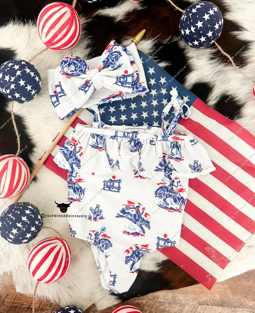 Western American Cowgirl Double Tie Swimsuit (final sale)