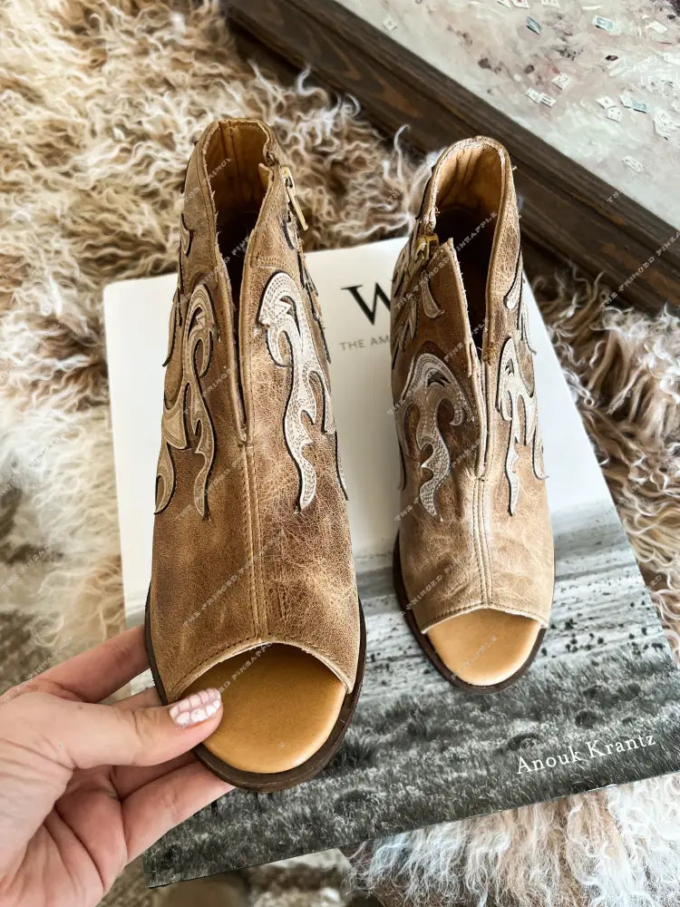 Western Autumn Open Toe Bootie