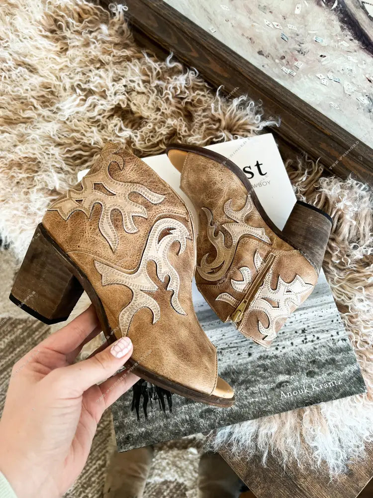 Western Autumn Open Toe Bootie