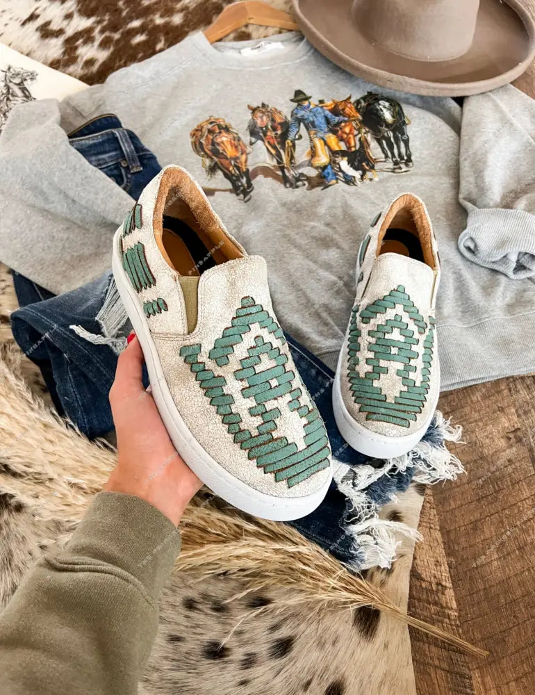 Western Dakota Sneaker(Turquoise/Cream)