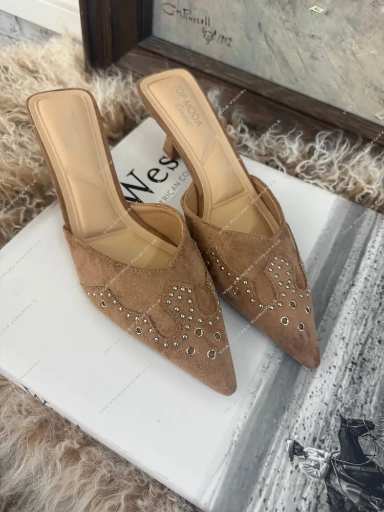 Western Lady Pointed Toe Mule Heels