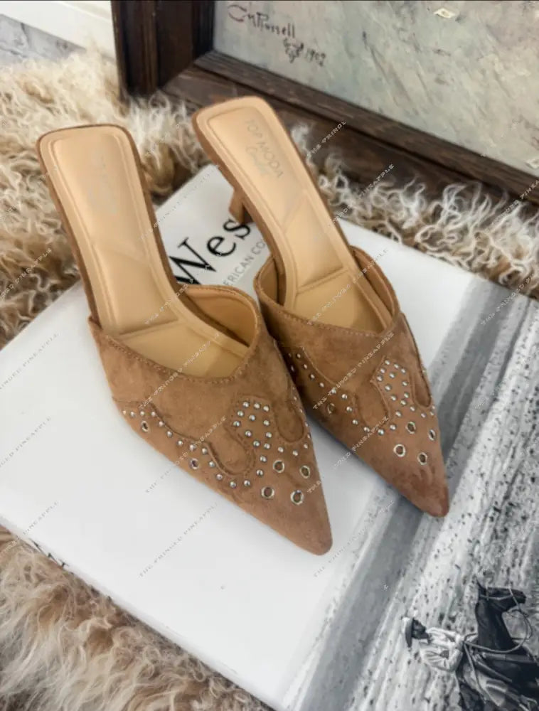 Western Lady Pointed Toe Mule Heels