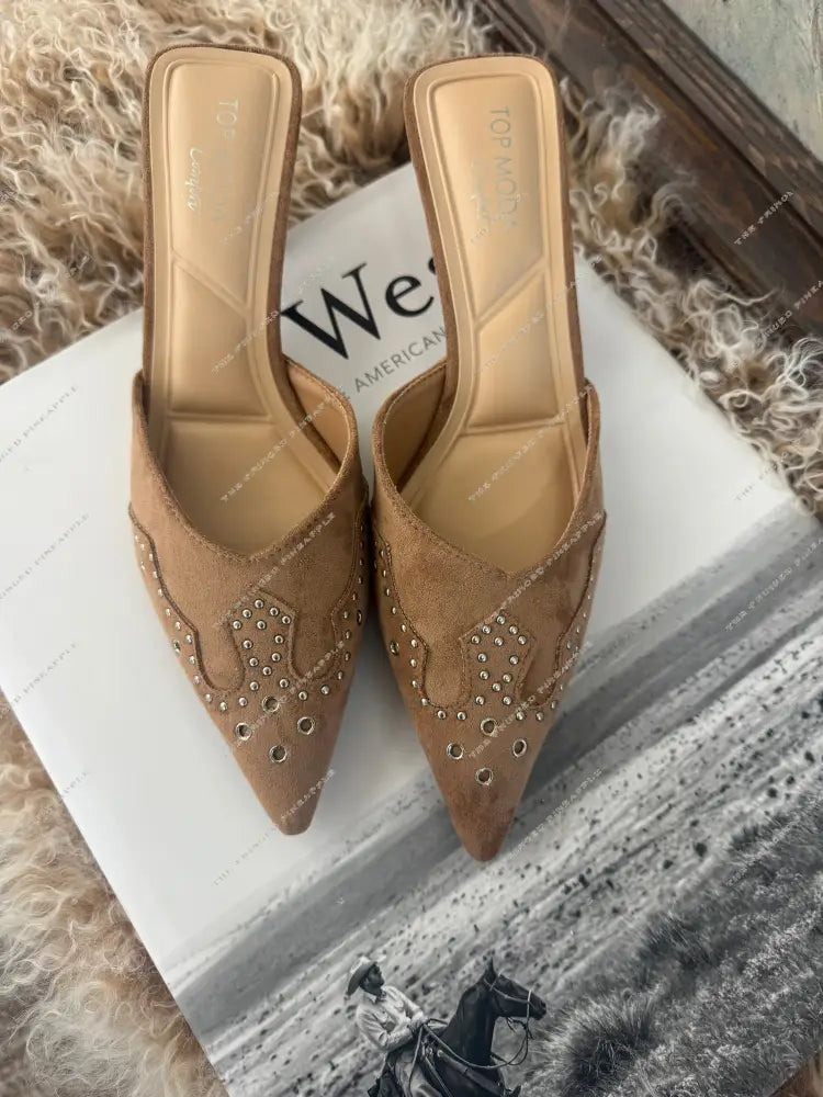 Western Lady Pointed Toe Mule Heels