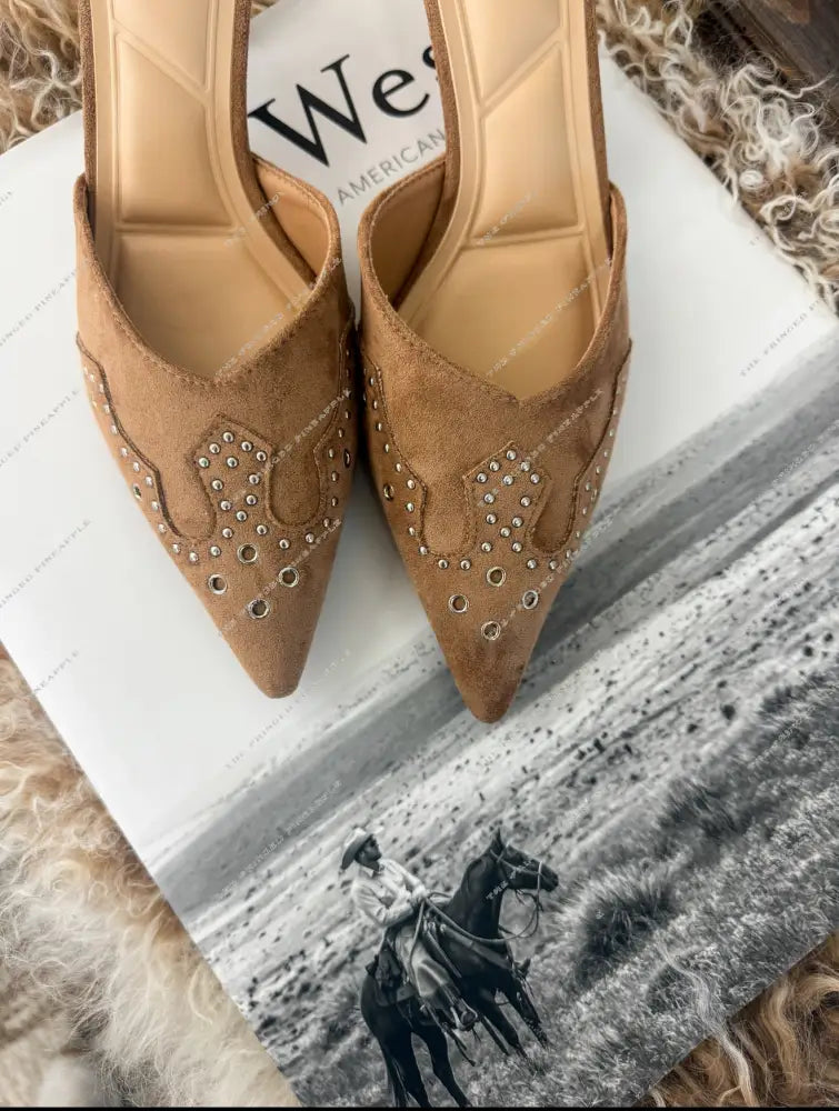 Western Lady Pointed Toe Mule Heels