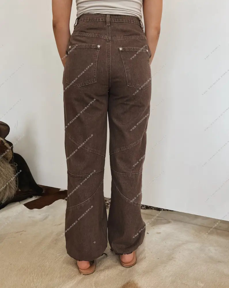 Western Metal Stud Drawstring Denim