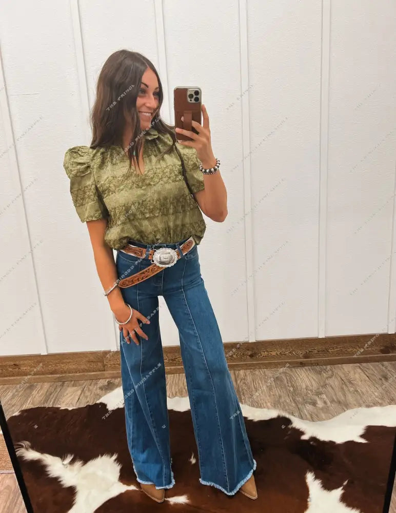 Wild Things Top (Green) Tops -Blouses