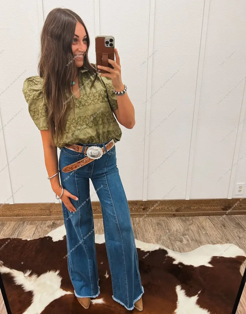 Wild Things Top (Green) Tops -Blouses