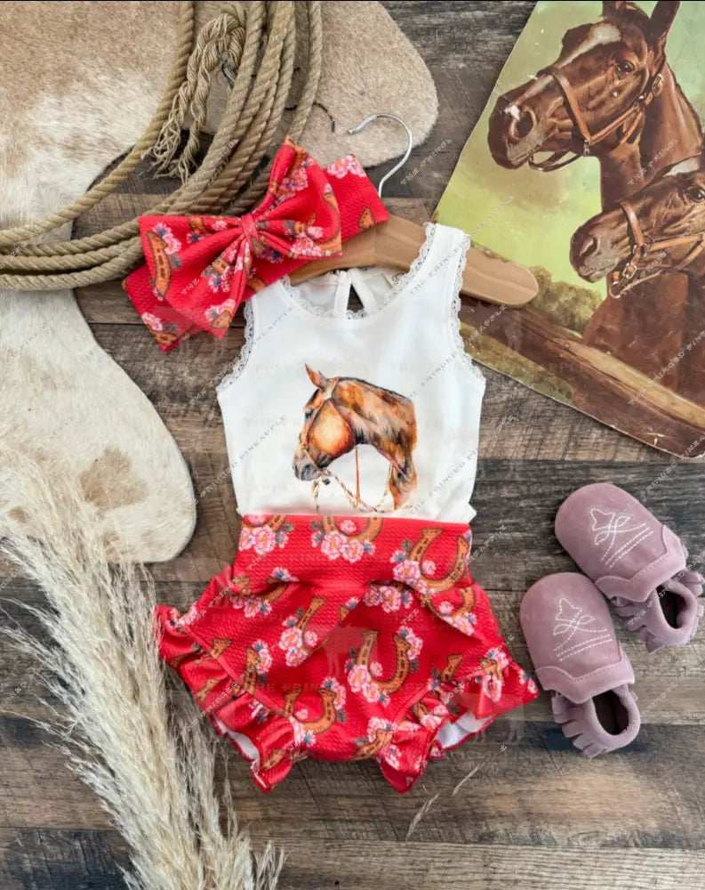 Wildflower Horseshoe Ruffle Bummie&Bow