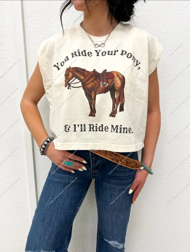You Ride Your Pony Muscle Tank(Adult)(Faded Cream)
