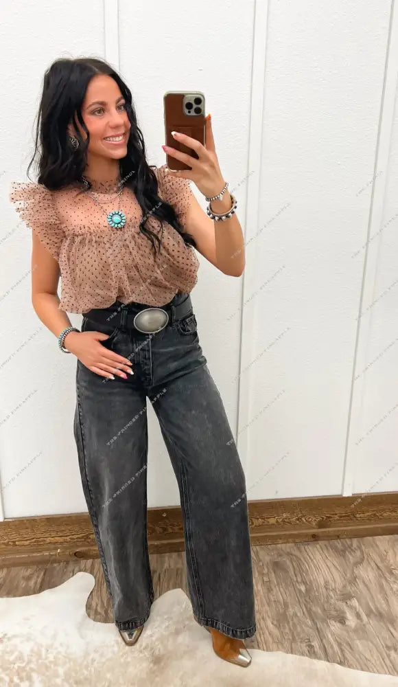 Your’s For The Taking Polka Dot Blouse Tops -Blouses