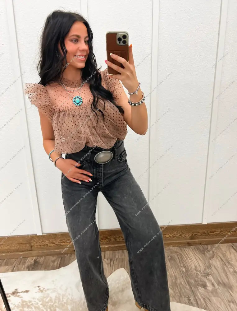 Your’s For The Taking Polka Dot Blouse Tops -Blouses