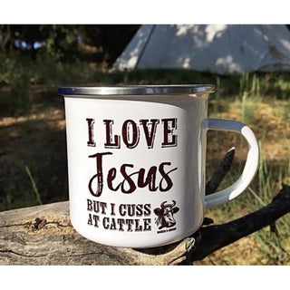 I love Jesus but I cuss at cattle campfire cup