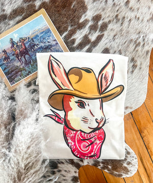 Cowboy Bunny Easter Design (Youth Onesie/Tee)(cream)