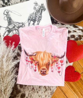 Highland Valentines Design Tee (light pink) (Adult)