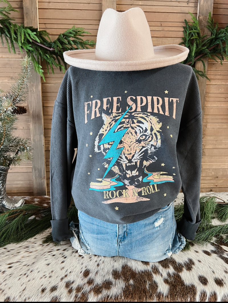 Free Spirit Tiger Corduroy Sweatshirt