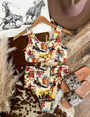 Western Ways High Waisted Western Swimsuit (womans)(final sale)