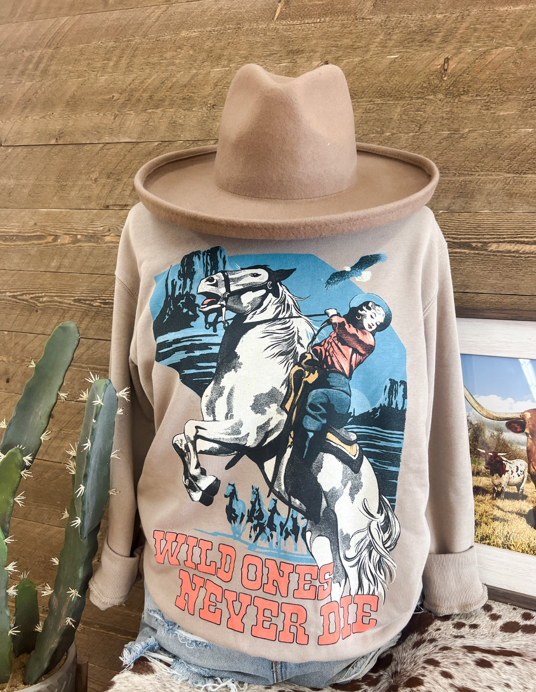 Cowgirl Wild ones Never Dies Sweatshirt (Mocha)