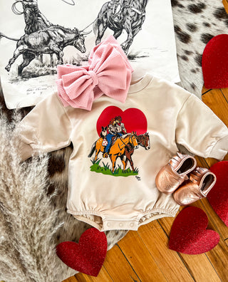 Rancher Lovers Valentine Bubble Romper (Infant) (Cream)