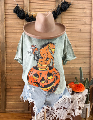 Pumpkin Cowboy Tee (green stone)