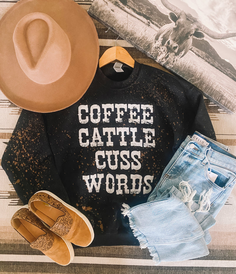 Cattle Cuss Words Sweatshirt (Bleached)