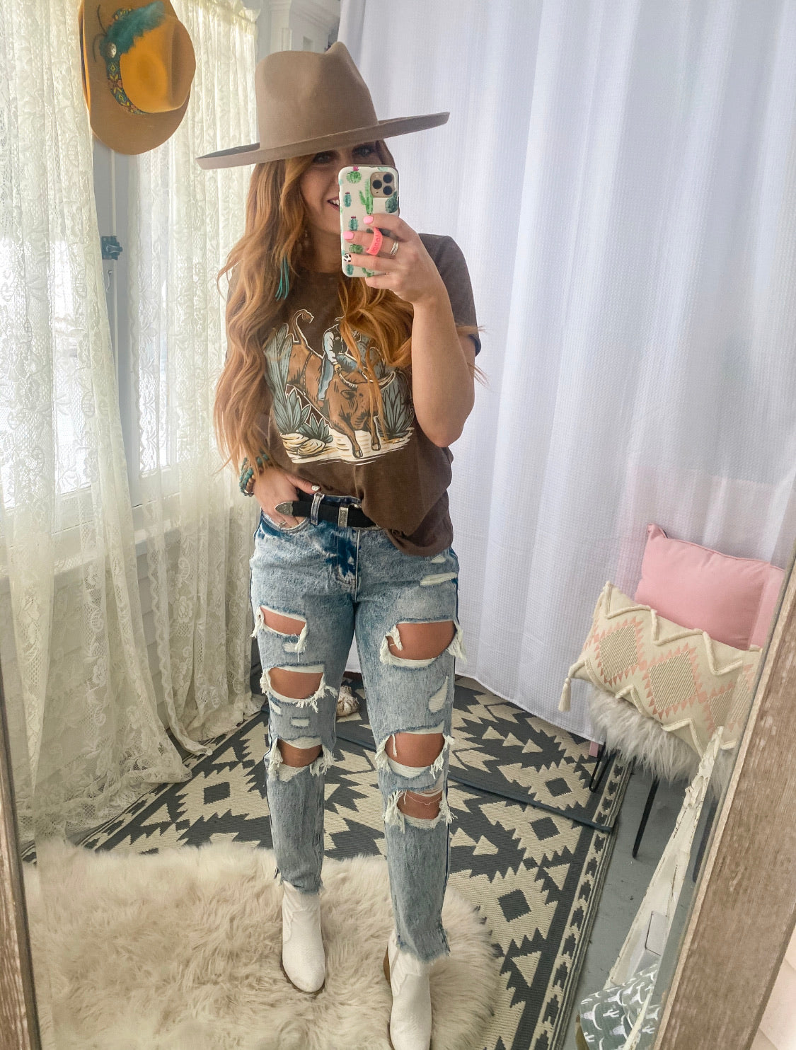 Denim Darlin (Retro wash) High Waist Distressed Jeans