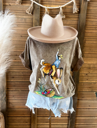 Buckin Bunny Easter Tee (Mocha)