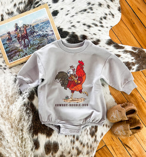 Cody Cowboy Rooster Romper (Stone)