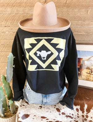 Aztec Cow Sweatshirt(Black)