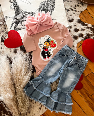 Vintage Cowboy Cupid (Infant-L/S Onesie)(Blush)